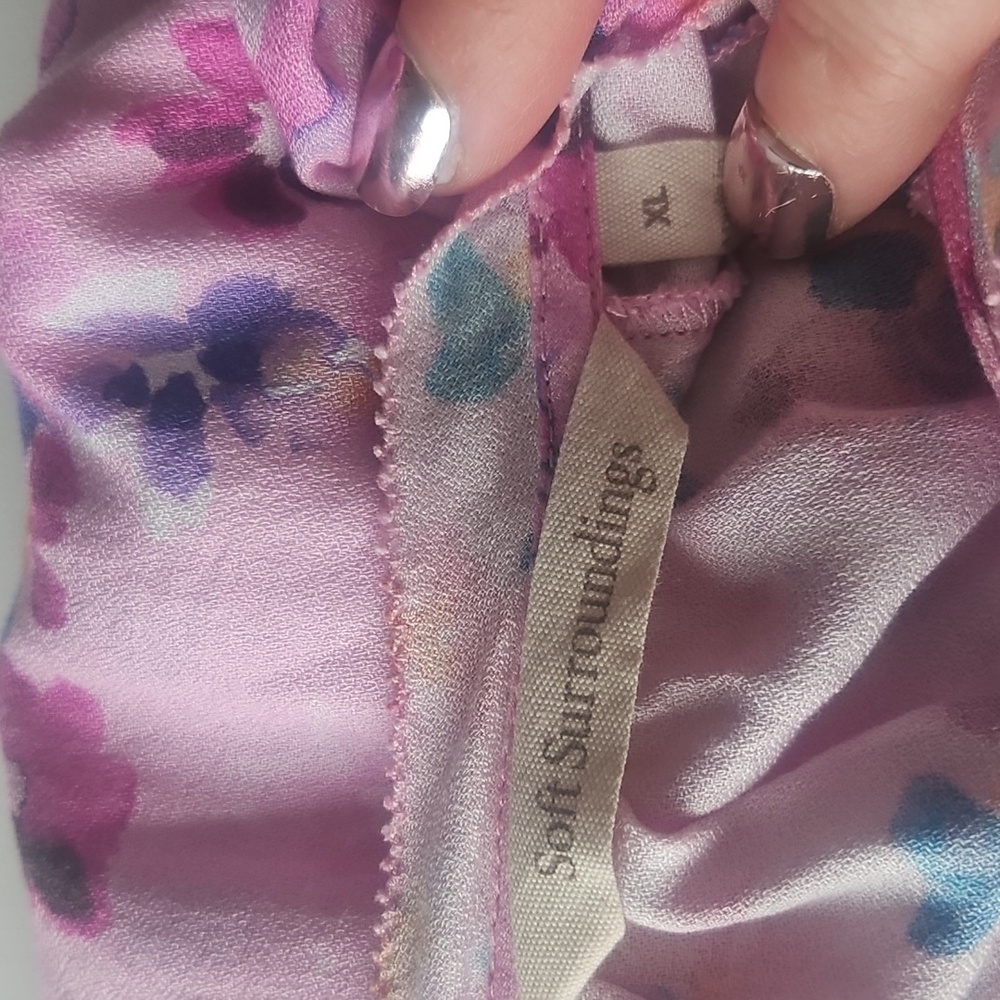 Soft Surroundings Brialla Lilac Purple Floral Watercolor Print Top Romantic XL - Picture 9 of 9